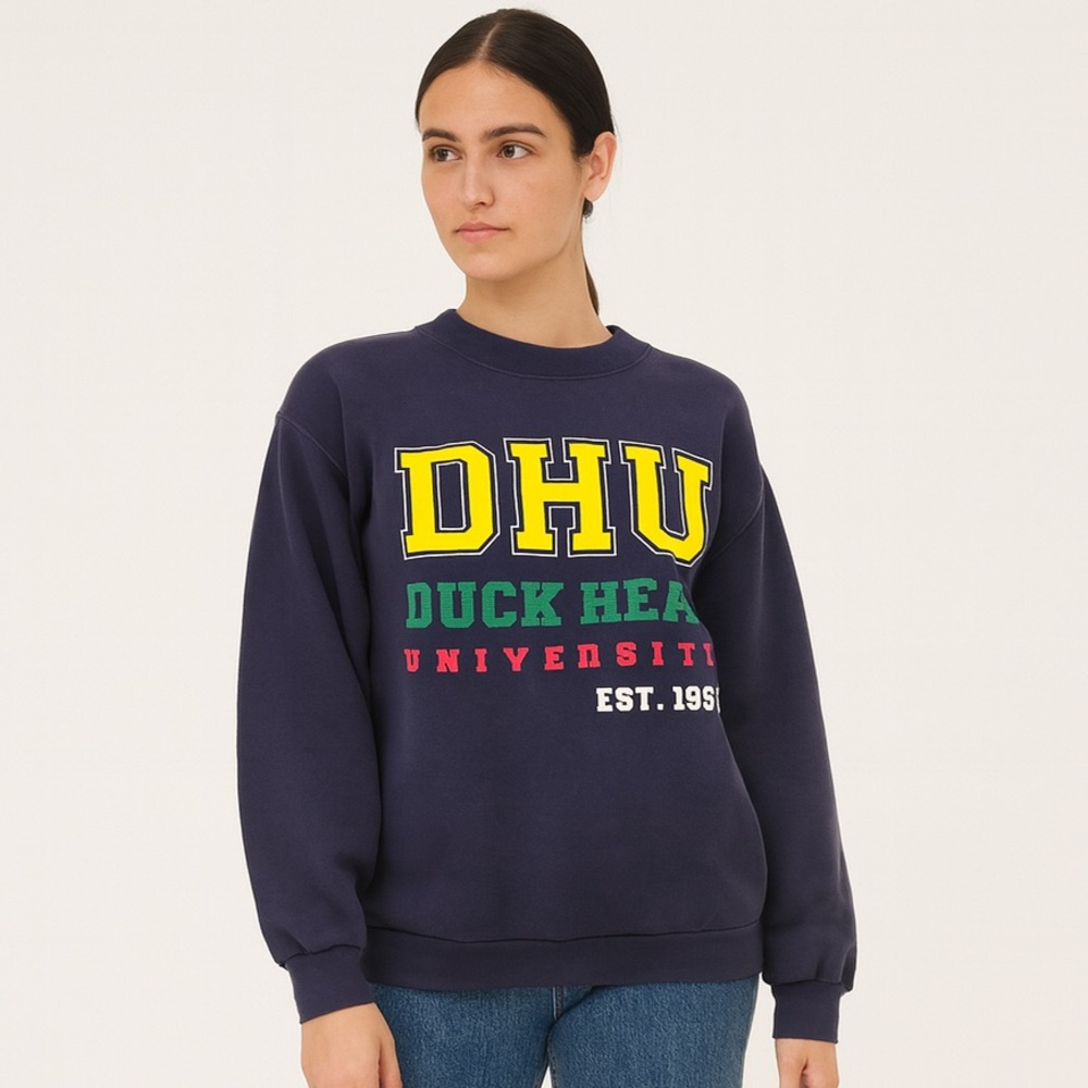 Vintage Duck Head University Sweatshirt 90s Made in USA Navy Size Large Women’s‎